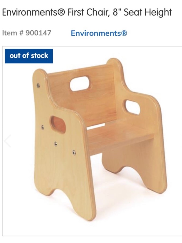 Environments Natural Wooden Montessori Toddler Chair Brand New